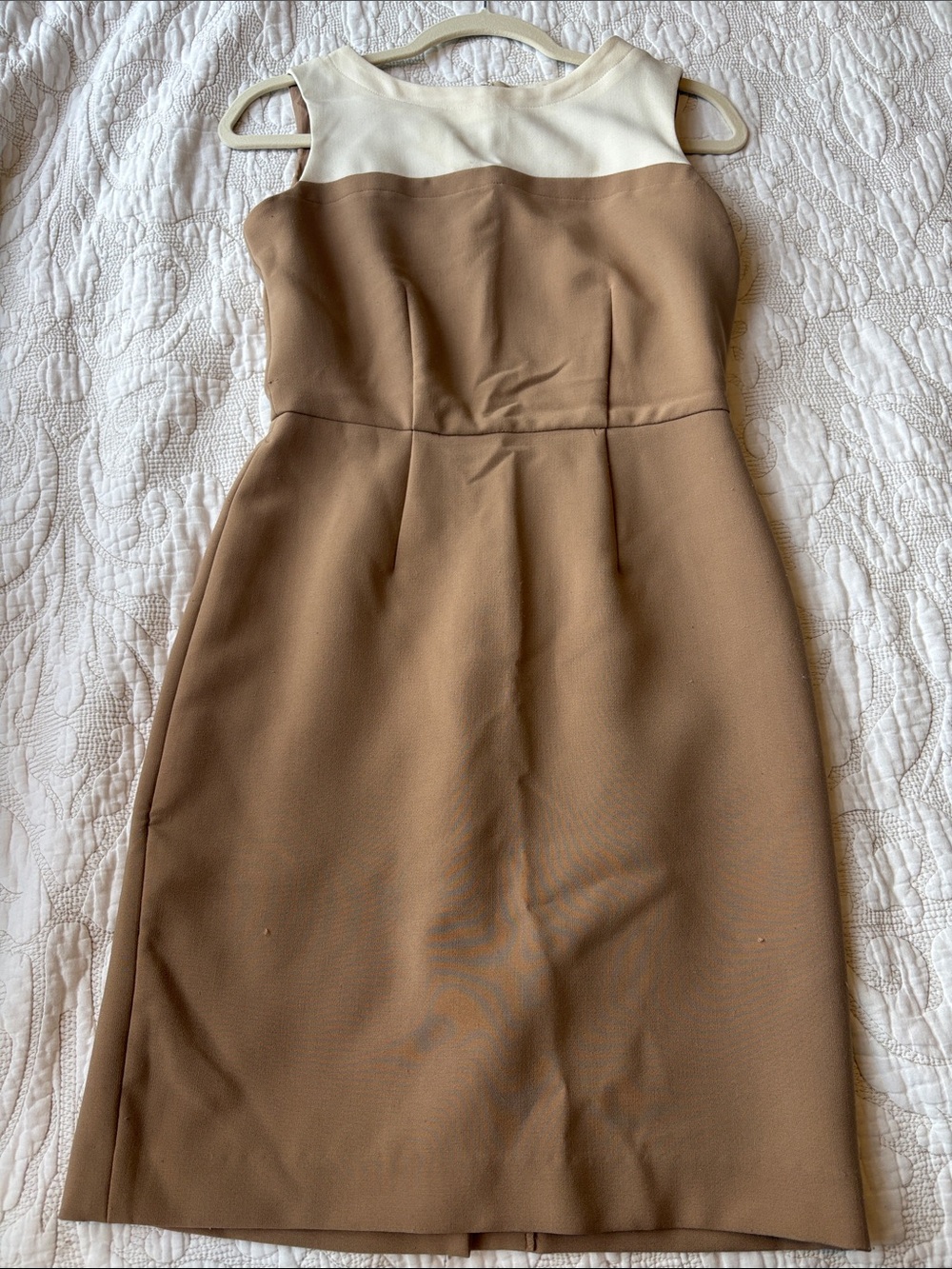 Banana Republic Two-Tone Midi Sheath Dress in Cream and Brown